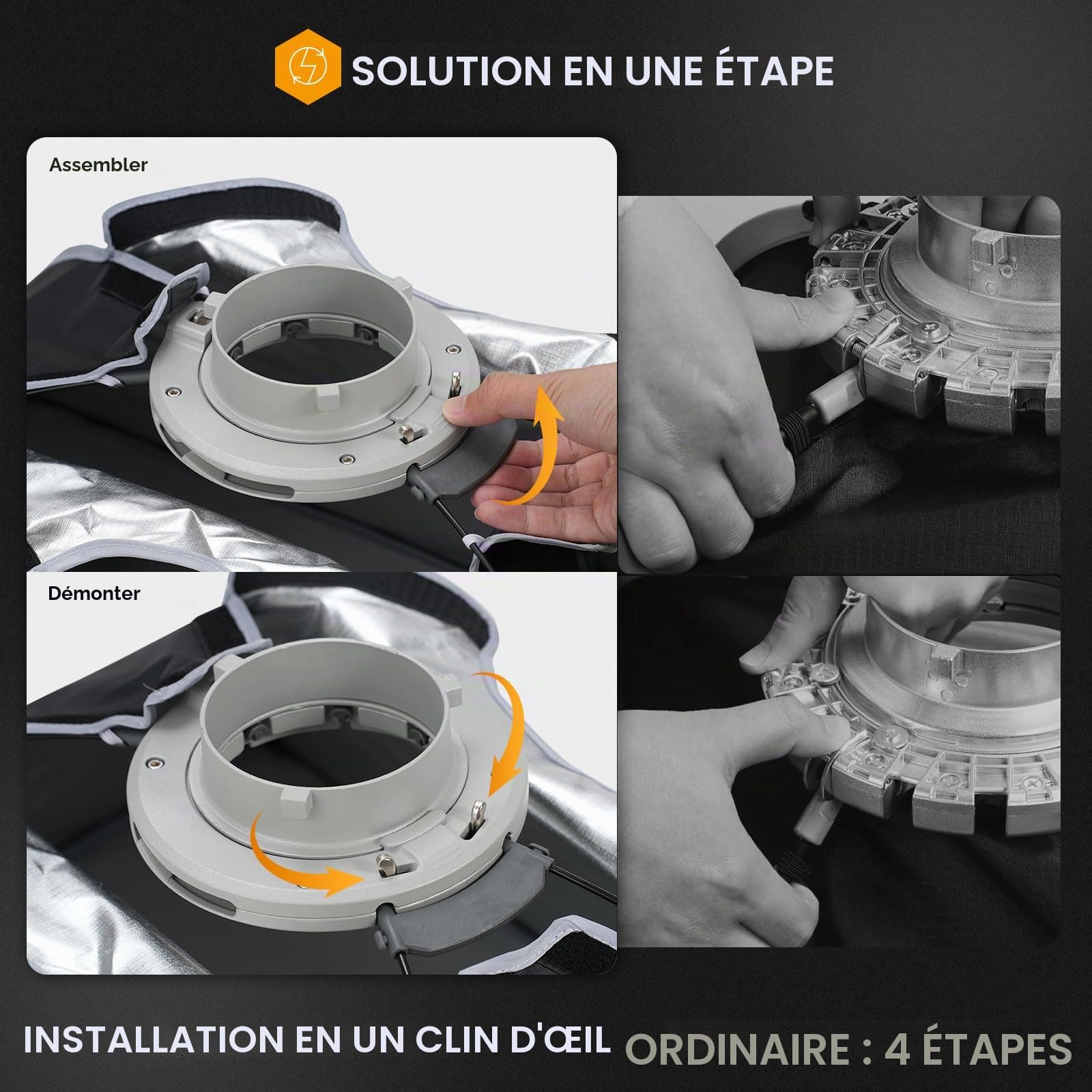 TARION Boîte à lumière avec Monture Bowens - 60x90cm / 24x36in boîte rectangulaire à Montage Rapide pour éclairage vidéo Photo Studio SQ-6090F SOFTBEAM