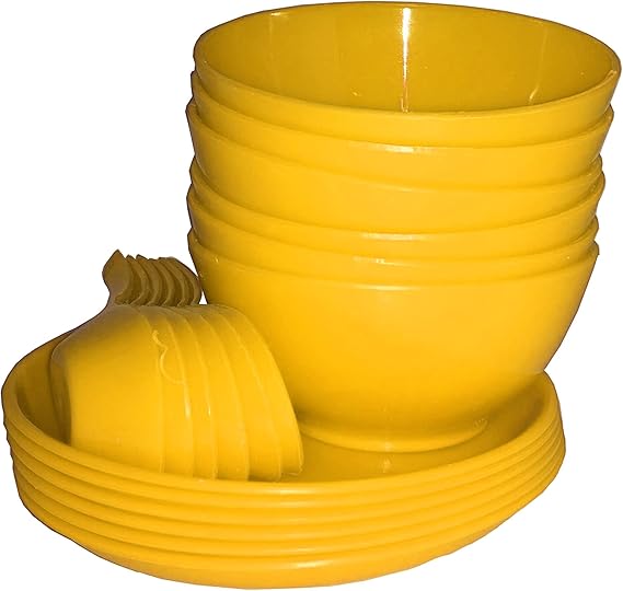 King International Plastic Microwave Yellow Cereal Bowl Soup Bowl Set of 18 Pcs 8.5
