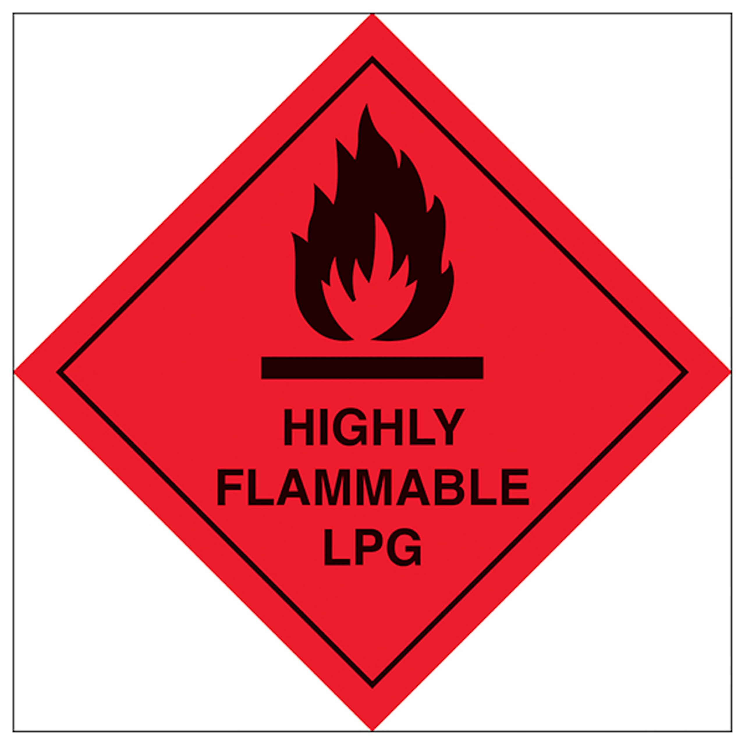 V Safety Highly Flammable LPG 200 x 200 mm - 1mm Rigid Plastic Safety Sign
