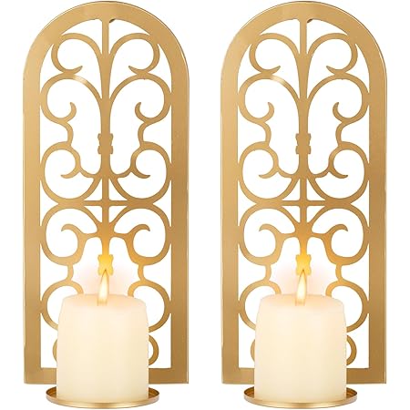 Sziqiqi Wandkerzenhalter 2er Set - Metall Wandleuchter Für Stumpenkerzen Bis 12cm