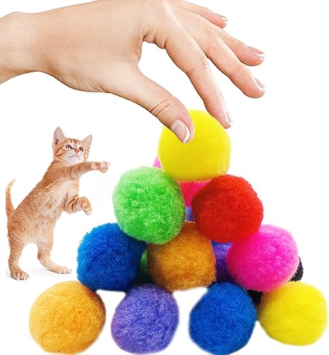 Miniatura 6 de PET SHOW 20 bolas de juguete para gatos de 1.5 pulgadas1.5 in, juguetes suaves a granel, juguetes de pompones, gatos de interior, interactivos,