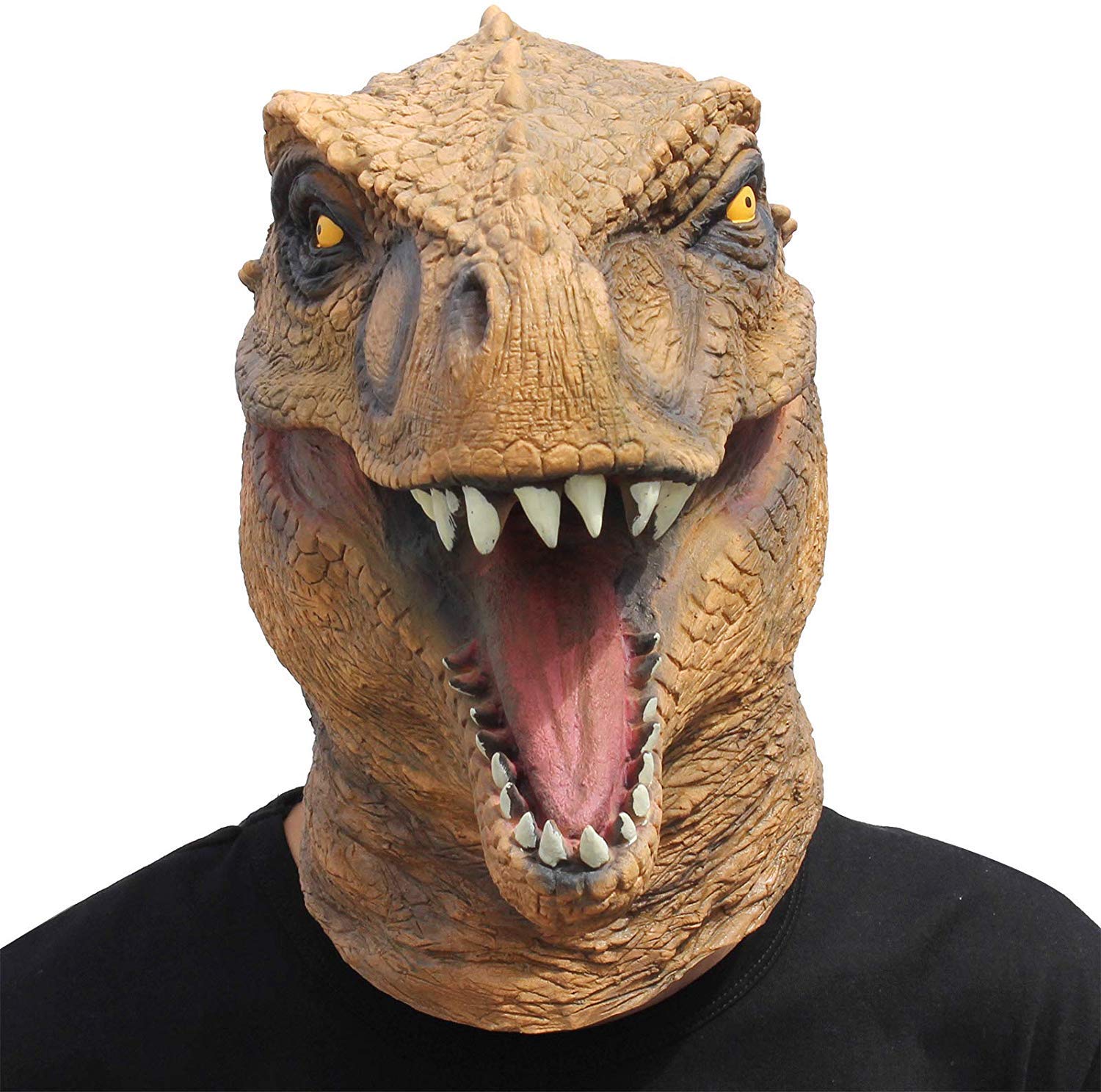 CreepyParty Dinosaur Mask T-rex Head Latex Realistic Animal Full Head Mask for Halloween Costume Party Carnival Cosplay