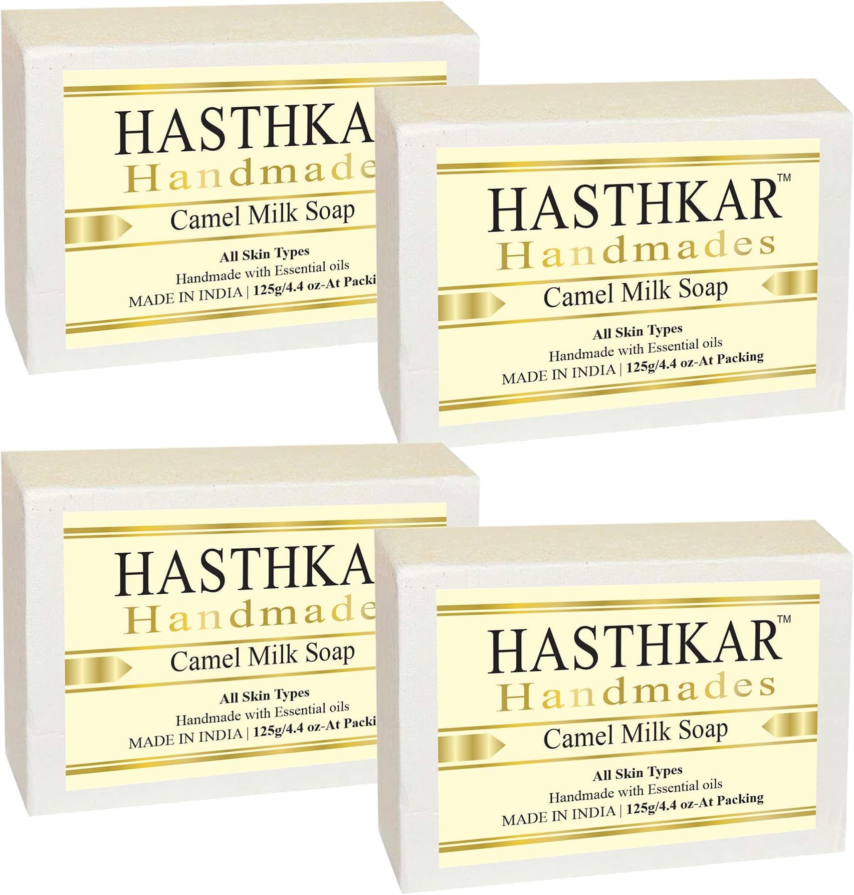 byPureNaturals Hasthkar Handmades Glycerine Camel milk Soap 125gm for Men & Women Pack of 4