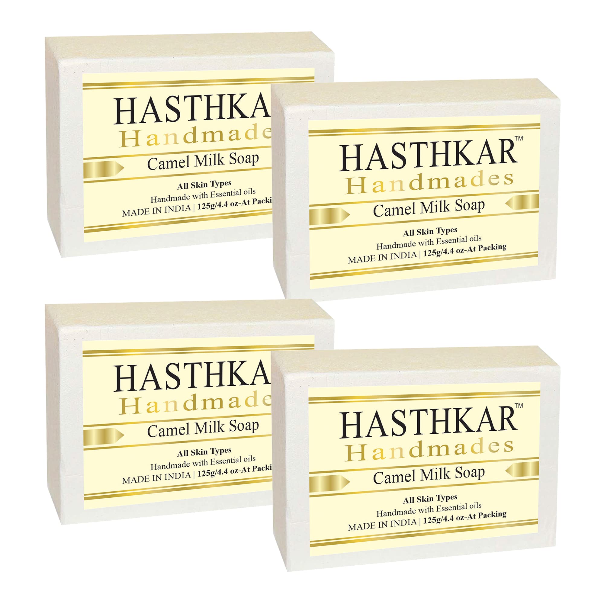 byPureNaturals Hasthkar Handmades Glycerine Camel milk Soap 125gm for Men & Women Pack of 4
