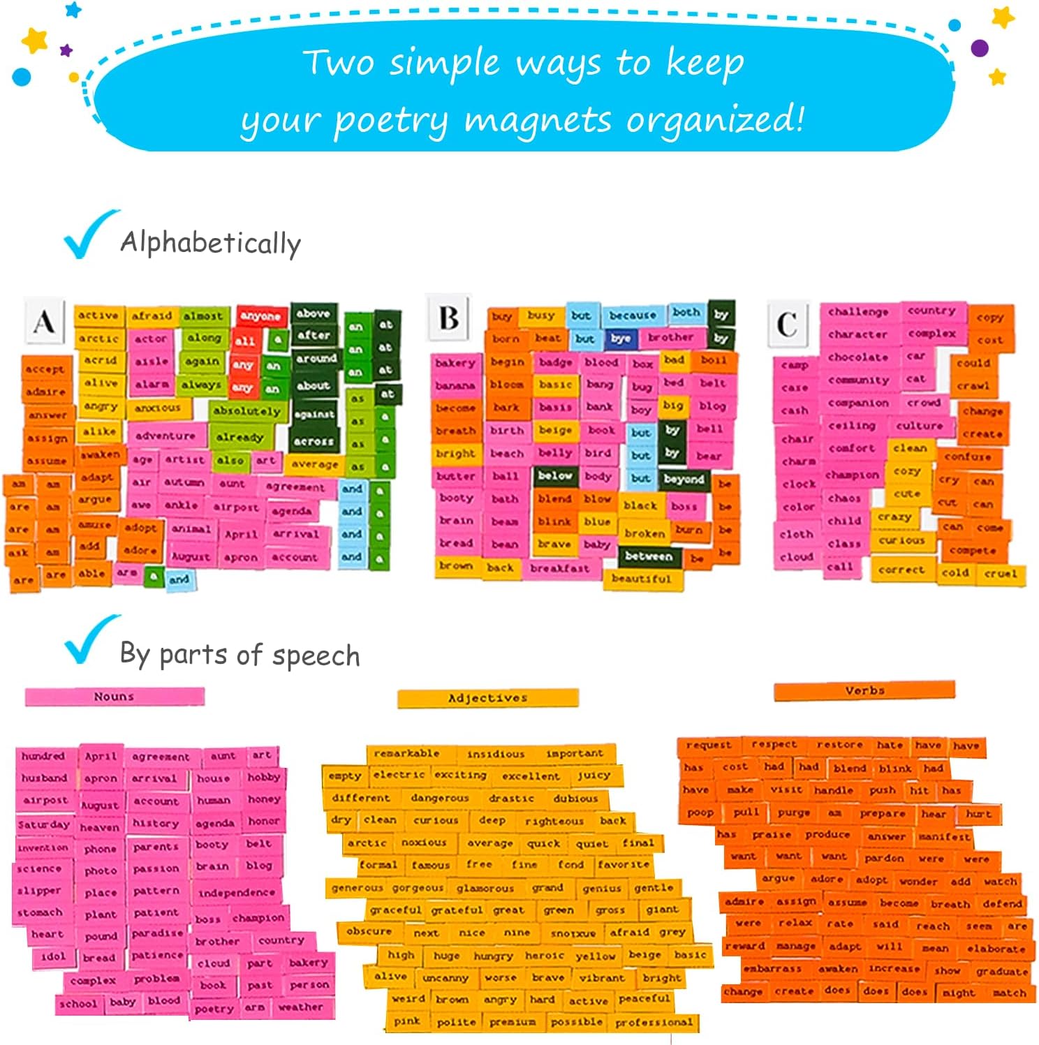 1138 PCS Colorful & Complete Poetry Magnets Kit, Word Magnet for Fridge, Poem Magnet, Magnetic Words for Fridge, Sentence Building, Poetry Tiles Magnets, Create Poems, Conversations - Simply Magic - Image 7