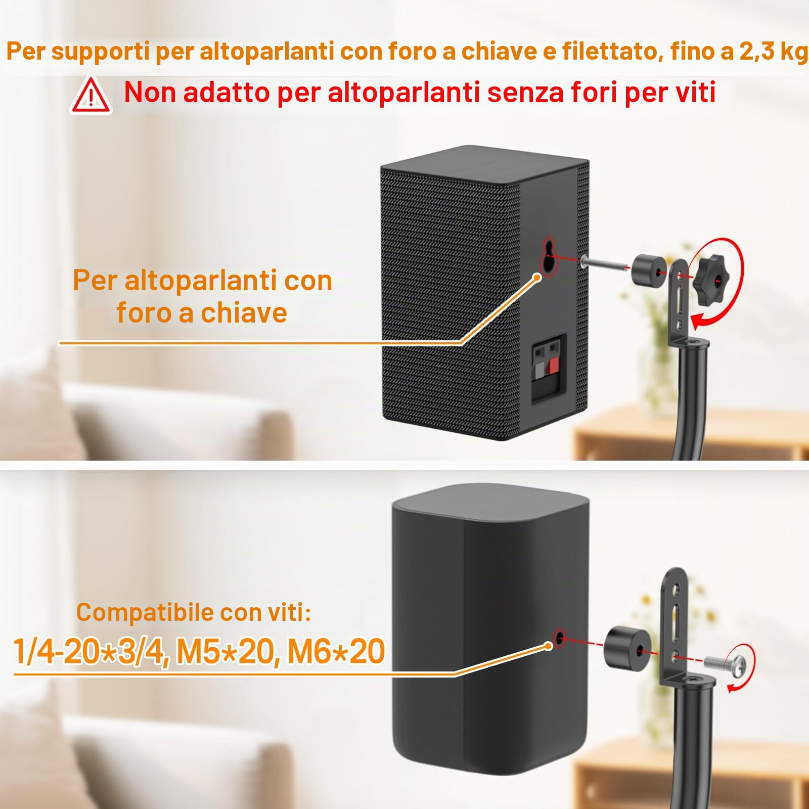 Supporti universali per altoparlanti Surround in coppia, altezza regolabile da 83,82 cm a 106,68 cm - Supporti posteriori per altoparlanti per LG, Vizio, Sony, Samsung I supporti più comuni per