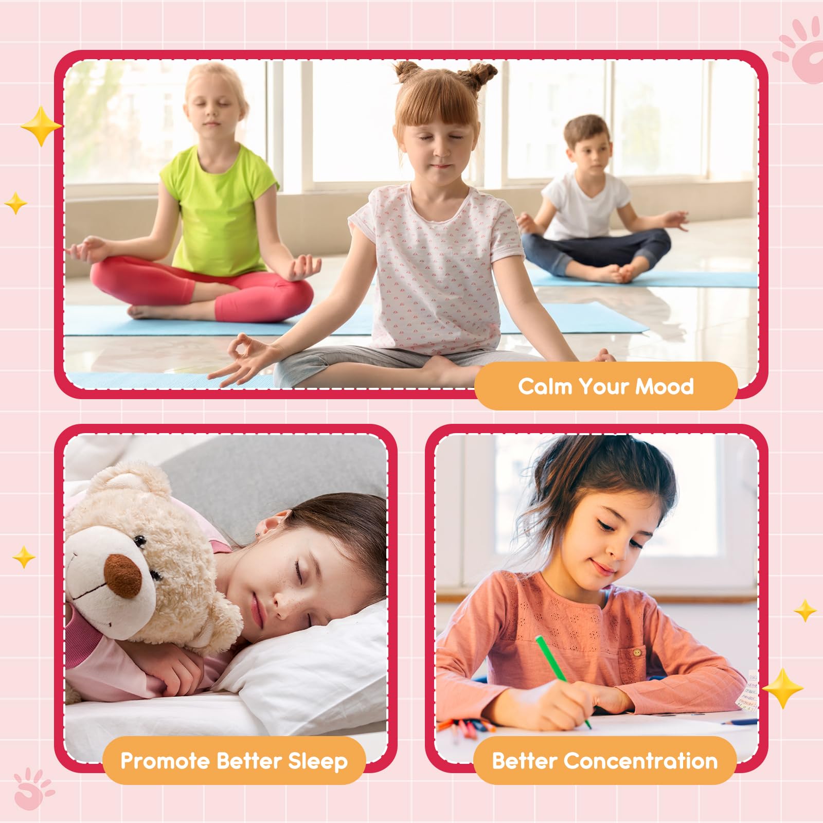 Magnesium Glycinate Gummies for Kids: Calm Magnesium Supplement for Kids & Adults with Zinc Citrate, GABA, Chamomile, Vitamin B6 & C - Sleep, Relaxation & Focus, Strawberry & Banana Flavor 120ct