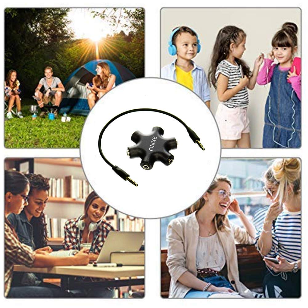 Onetwo multi Headphone splitter, 3.5 mm auricolare jack audio connettore adattatore convertitore adattatore 1 maschio a 2 3 4 5 femmina cavo & # xFF08; Black & # XFF09;
