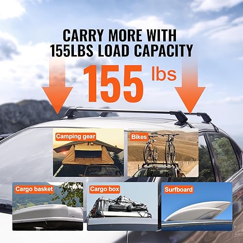 Miniatura 4 de VEVOR Barras transversales universales para portaequipajes, barras transversales de aluminio de 41.3 pulgadas, para techo sin riel lateral,