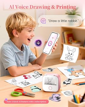 Memoking Sticker Printer, T02 Portable Mini Printer Gifts for Teen Girls