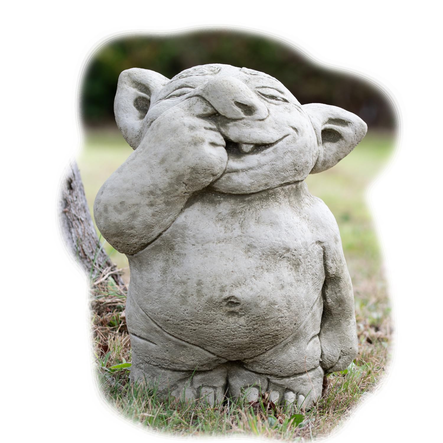 Darthome Heavy Stone 34cm Nose Picking Troll Garden Ornament Fantasy Statue Lawn Figure