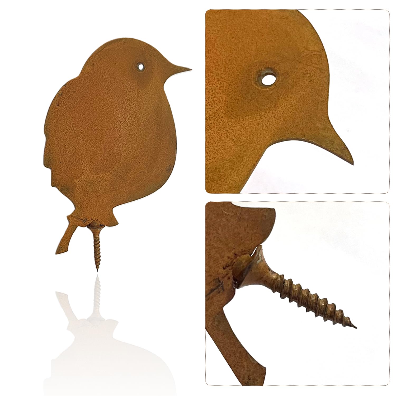 Decorazioni Da Giardino Uccelli In Metallo Arrugginito - Set Di 4 | Stile Vintage Per Esterni | Regalo Originale - Foto 5