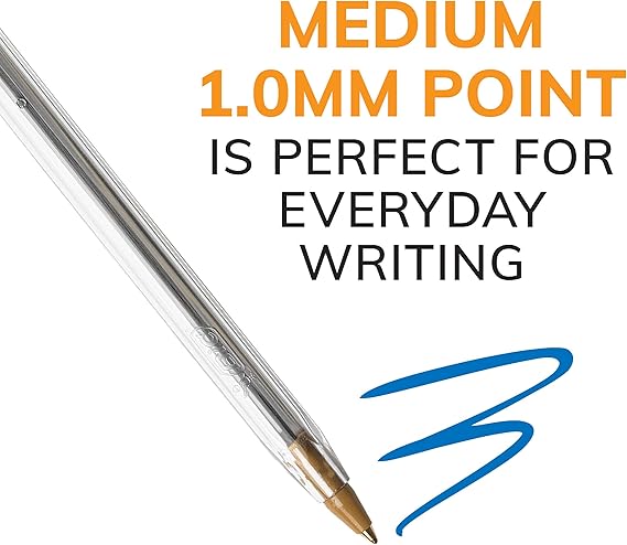 BIC Cristal Xtra Smooth Ballpoint Pen, Medium Point (1.0mm), Blue, 10-Count
