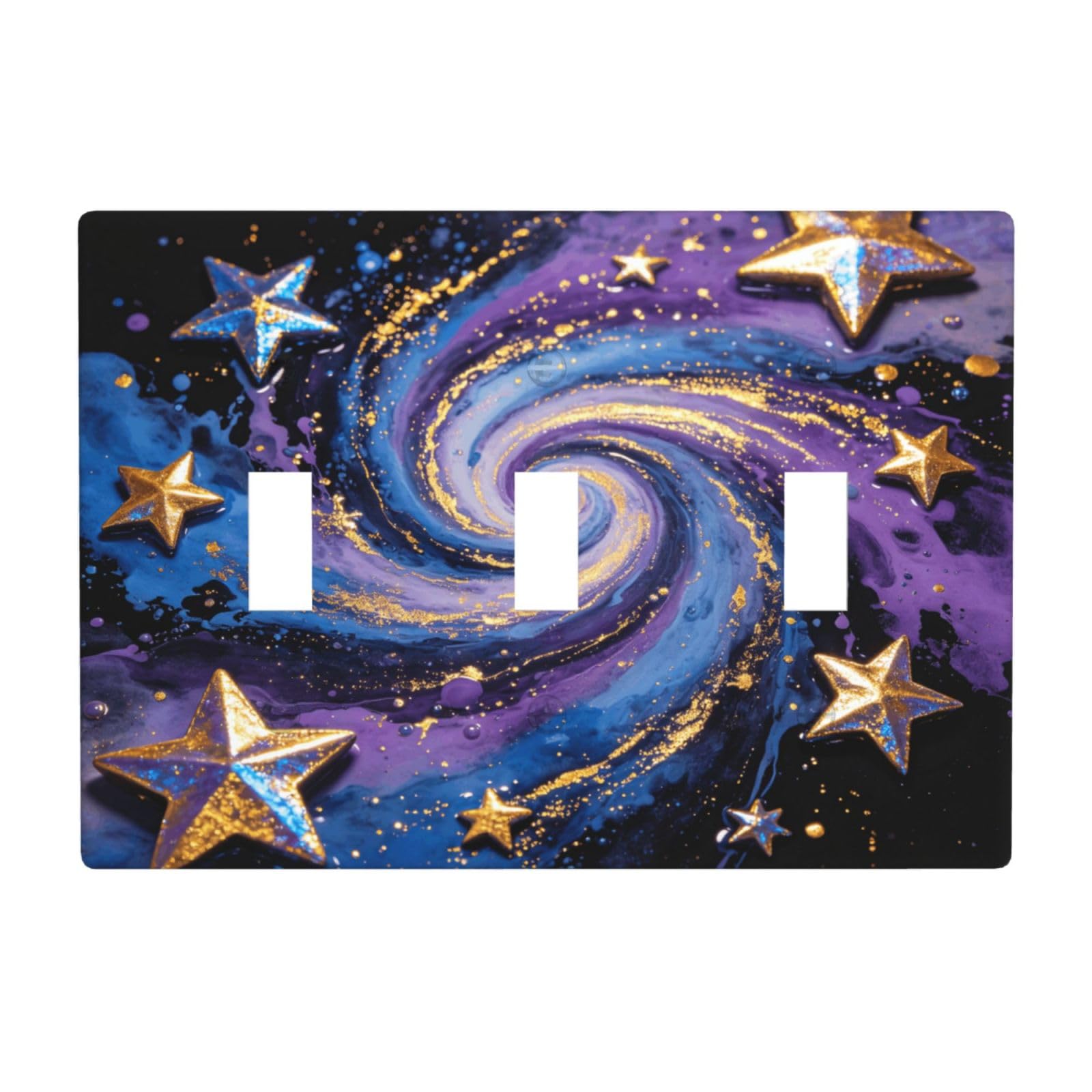 Ink Splatter Star 3 Gang Switch Plate Cover-Unbreakable Polycarbonate Wall Plate, Heat Resistant Toggle Switch Decor for Home