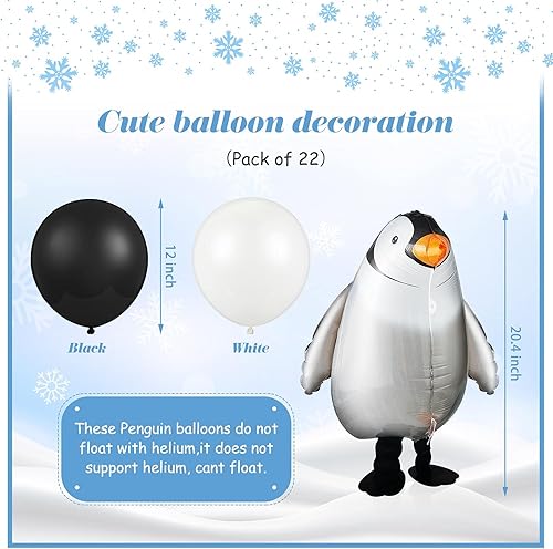 Miniatura 3 de Decoración de fiesta de pingüinos de 48 piezas, pancarta de feliz cumpleaños, globos de pingüino caminando, adornos para pasteles, globos de látex
