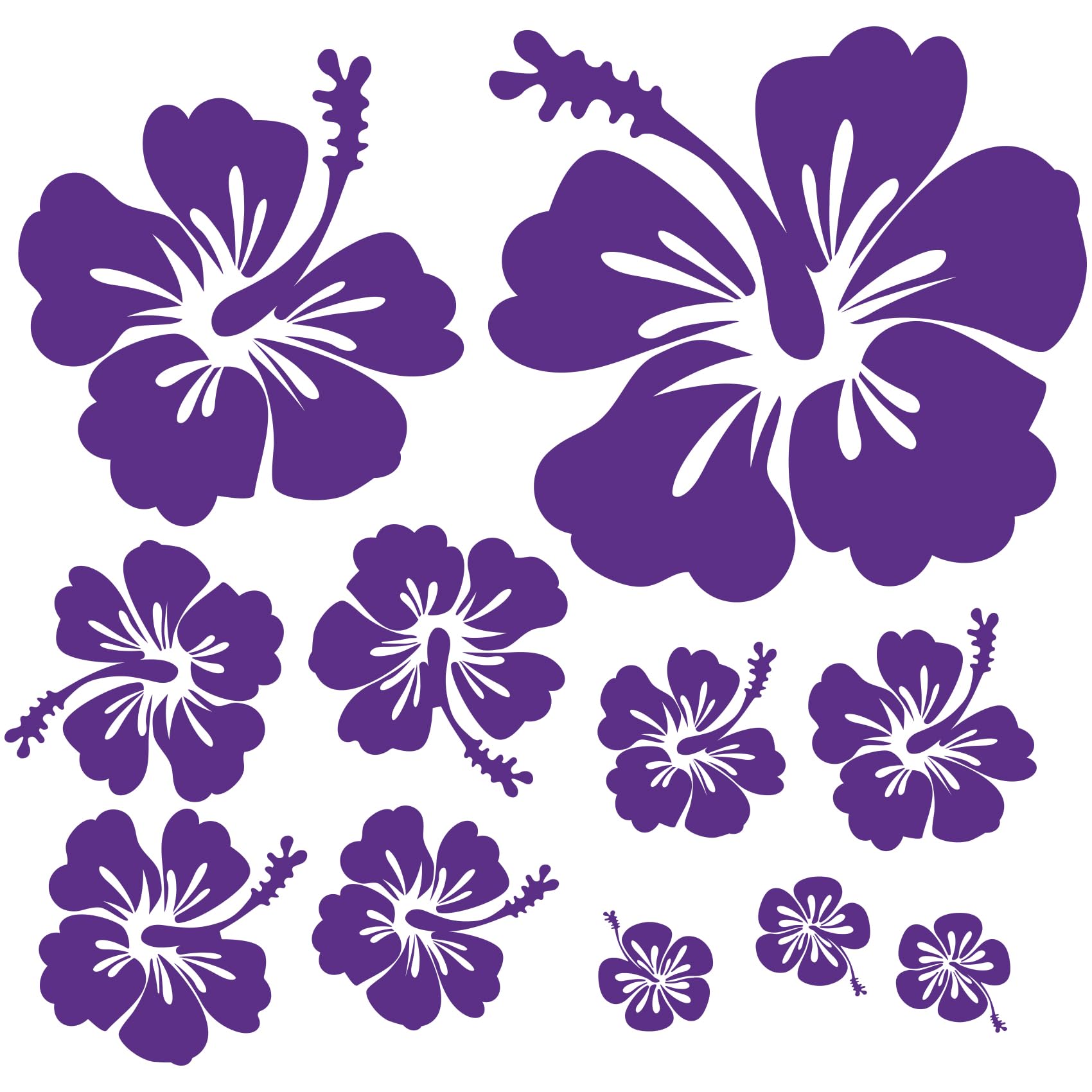 Finest Folia 10 Light Purple Decorative Sticker Hibiscus Flowers Home Decoration Sticker Home Sticker Living Toilet Lid Fridge Laptop Toilet Self-Adhesive K165 (10 Light Purple)