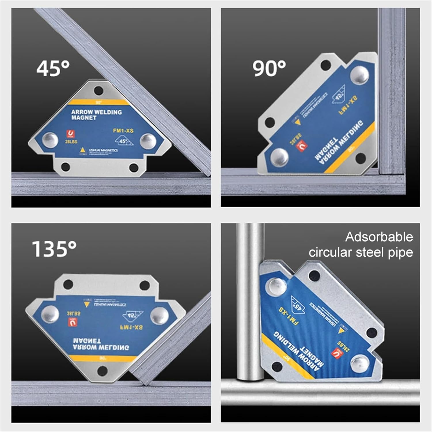 4PCS/Set Triangle Welding Positioner 28LBS Magnet 45 90 135 Degree Multi Angle Magnetic