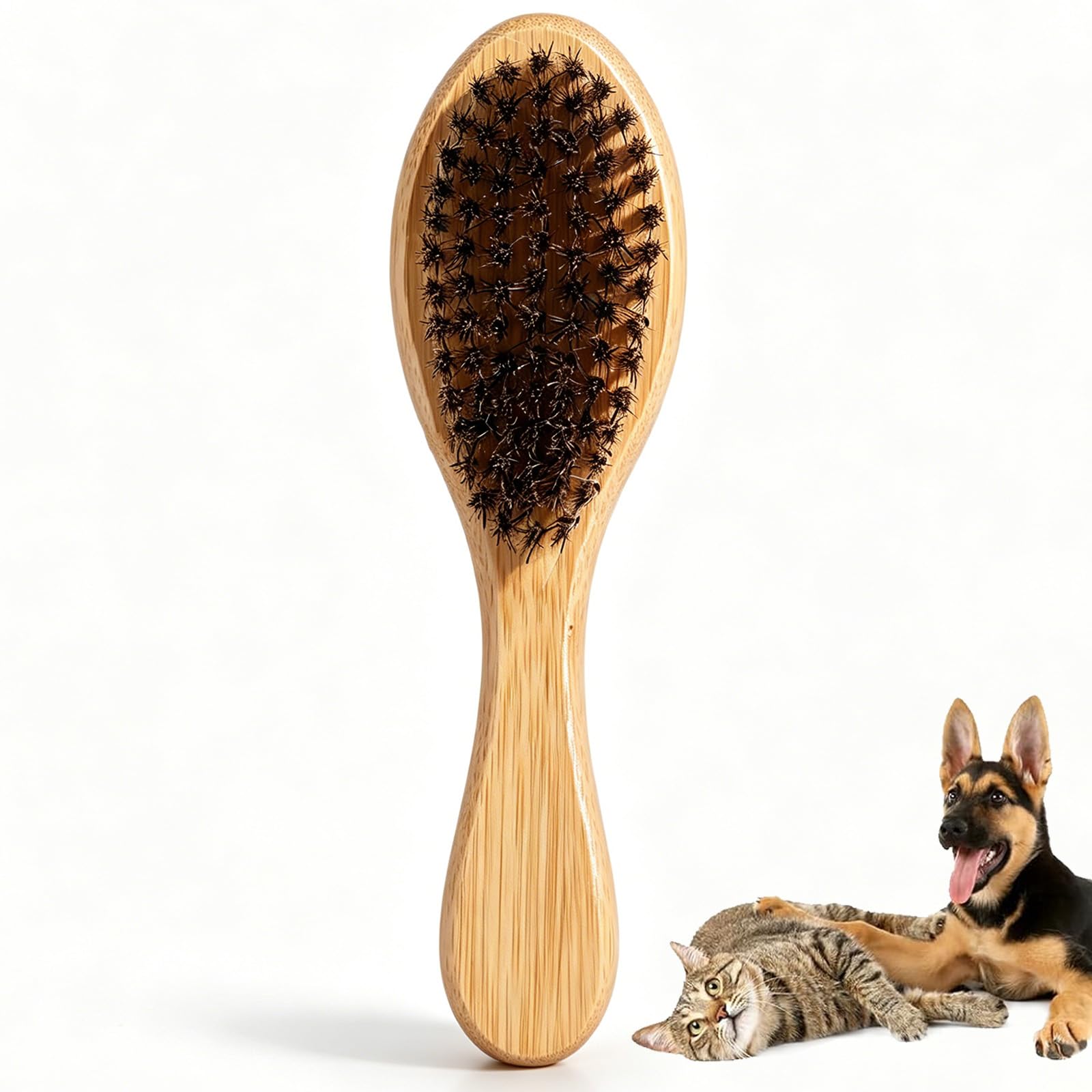 Soft Bristle Dog Cat Brush for Shedding, Pet Grooming Tool With Soft Bristles, Long Hair Cat Brush with Wood Handle for Removing Loose Hair, Tangles, and Knots