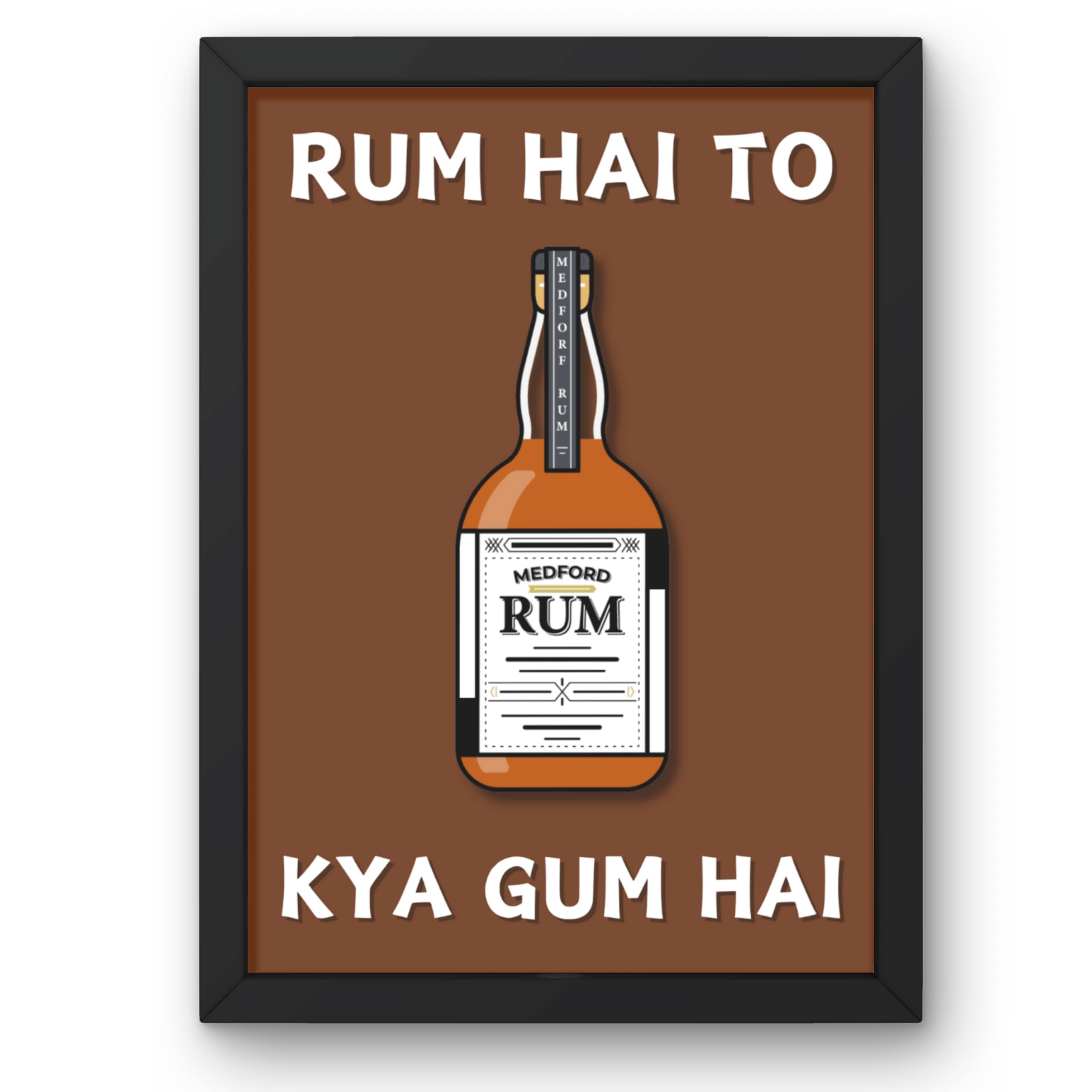 Funny Quote Bar Photo Frame | Photo Frame for Wall, Restaurants, Bar, Kitchen, Room & Office Decoration Poster Framed Wall Mount- (13×9.5 Inch) (Rum Hai To Kya Gum Hai)