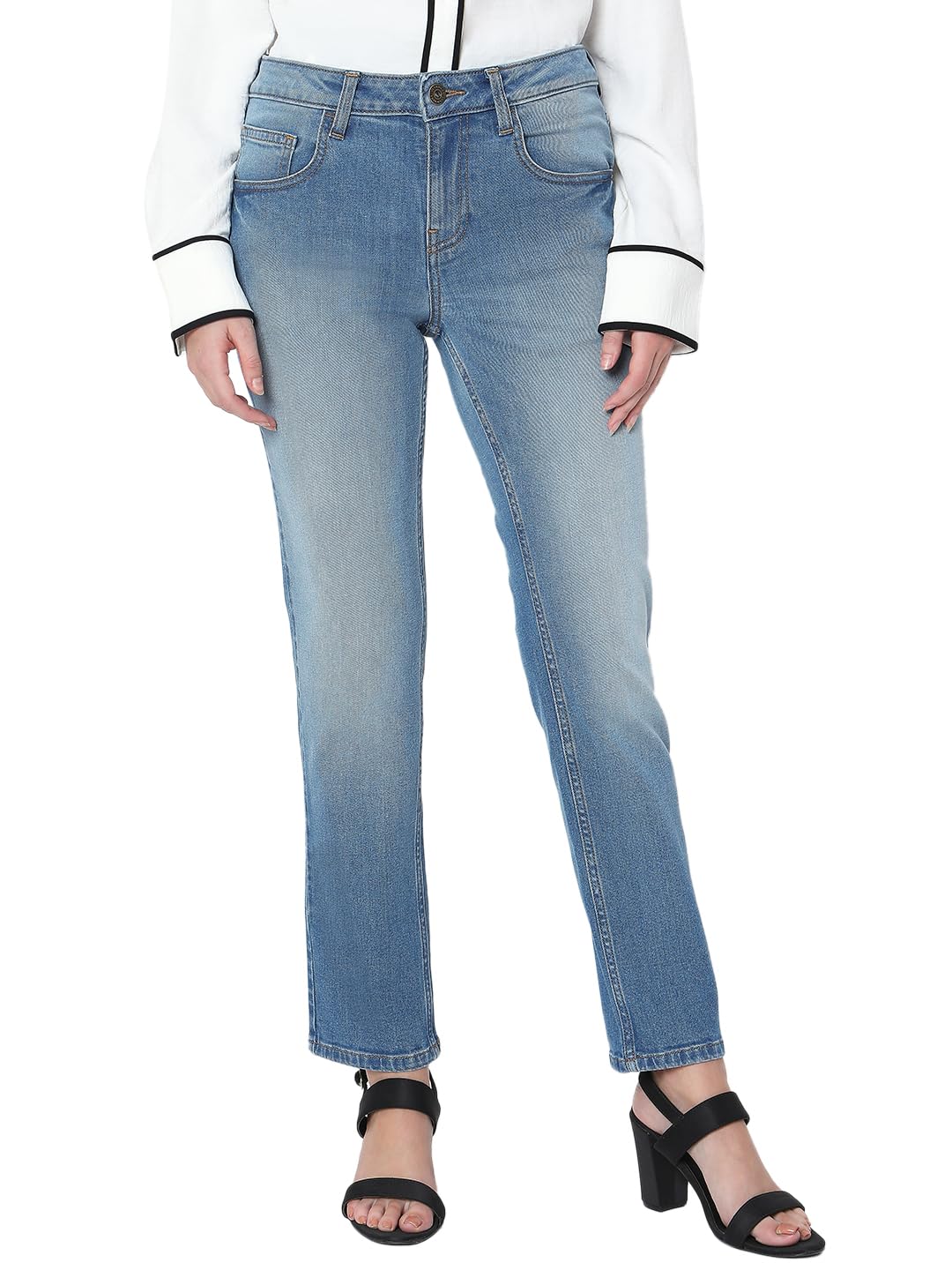 vero moda Women's High Waist Straight Fit Jeans-picture-49