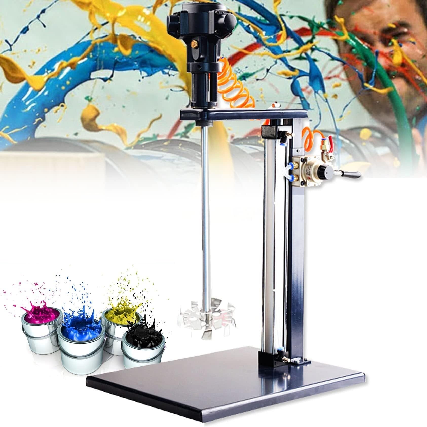 Mezclador de soporte neumático, máquina mezcladora de pintura neumática de 5 gal/20LP, agitador de aire vertical de escritorio, for mezclar alimentación, yeso(Color:Scatterplate)