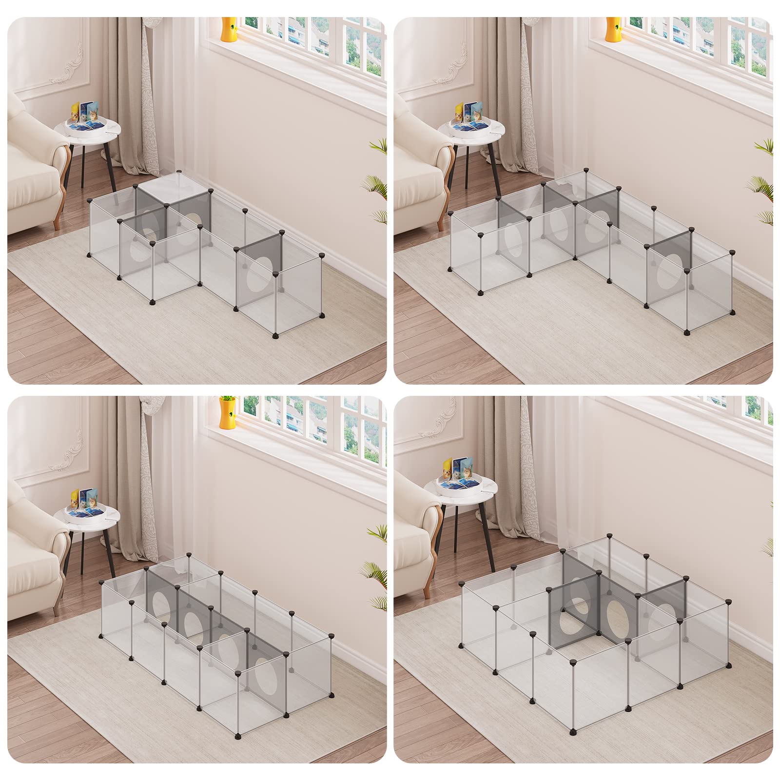 EUGAD Parque Plástico para Cobayas de 20 Paneles (35x32cm/panel), Valla para Mascotas, Recinto para Animales Pequeños como Conejos, Hámster, Gatito, Cachorros, Blanco 0049WL