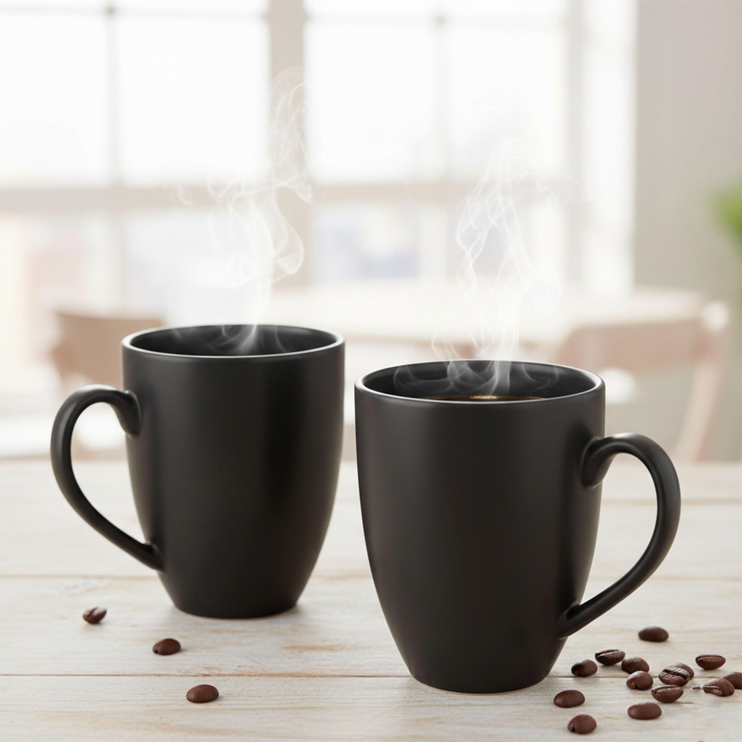 Gift Arcadia Ceramic Black Coral Coffee Mugs Set of 2| Handmade Ceramic Mug | Microwave Safe Ceramic Color Mugs for Tea Coffee | Hot & Cold Beverages Tea Cups | 330ml (Black)