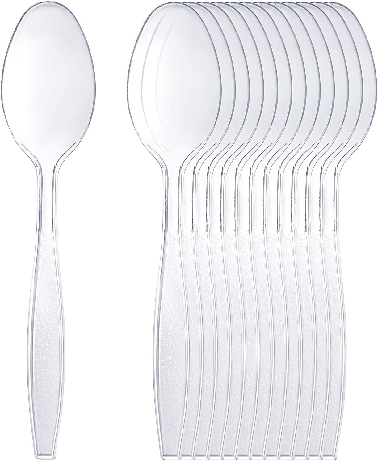 GROWS MORE Heavy Duty Clear Plastic Spoons, Reusable and Washable Spoons Perfect for Picnics, Parties, Tableware and Dinnerware (Pack of 100)