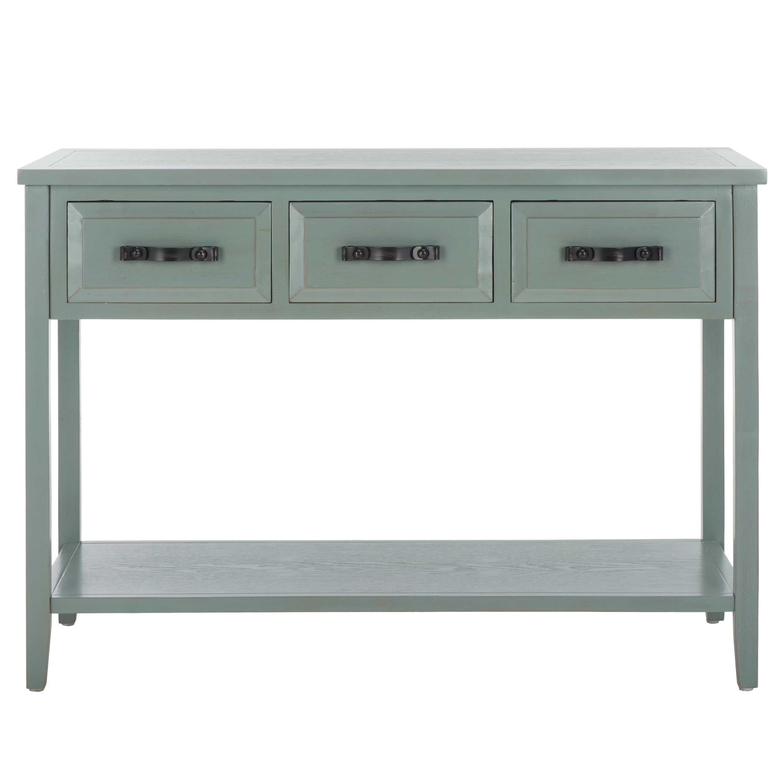 Safavieh Home Collection Aiden Barn Blue 3-Drawer Bottom Shelf Console Table