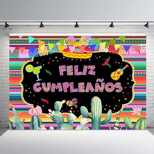 MEHOFOND Telón de fondo para fiesta temática mexicana, decoración de fiesta temática mexicana, fondo de fotografía de feliz cumpleaños, México,