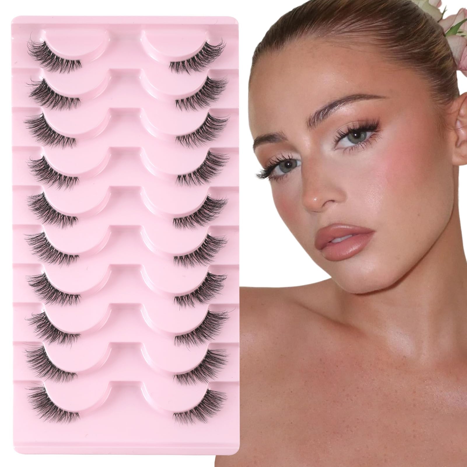 10 Pairs Eye Lashes for Women, Natural Wispy False Eyelashes, Fluffy Volume Strip Fake Lashes, DIY Eyelash Extension Kit for Daily Makeup and Special Occasions-image-7