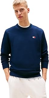 Tommy Jeans mens Medium Weight Crewneck Sweatshirt With Embroidered Flag Logo