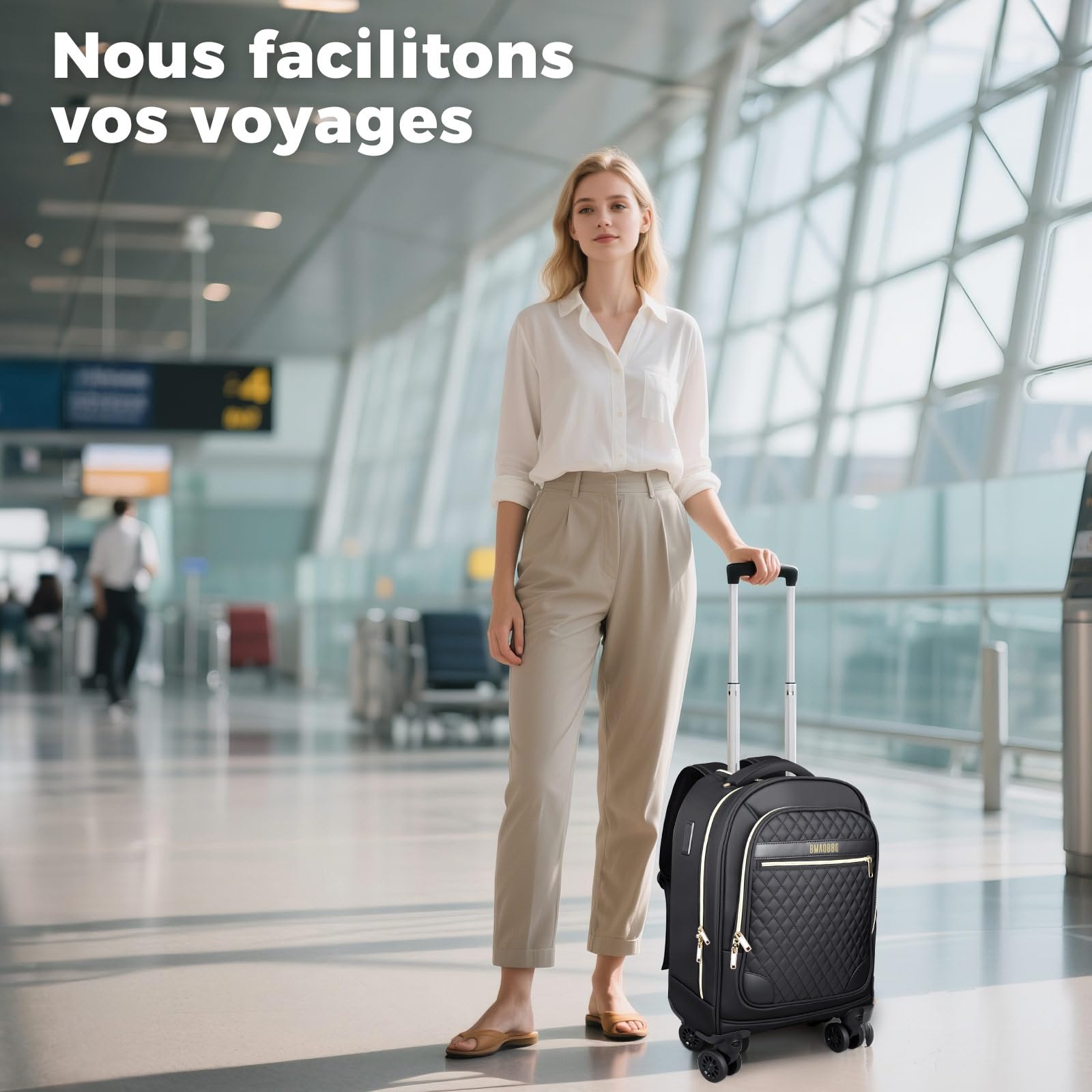 Sac à Dos à Roulettes pour Femme 15.6 Pouces Ordinateur Portable 35L