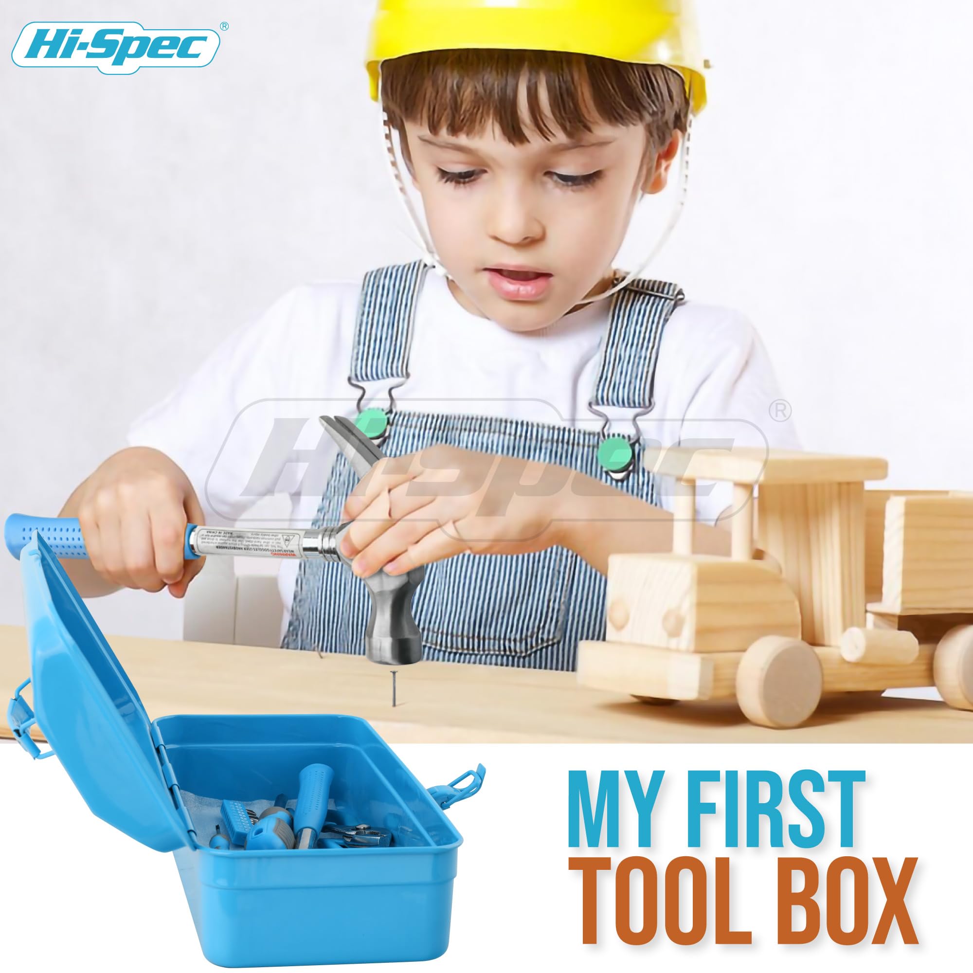 Hi-Spec Blue Beginner Tool Kit Set including Metal Box, Complete Real Hand Tools for DIY Starters Kids, Home Repairs, Crafts - Image 3