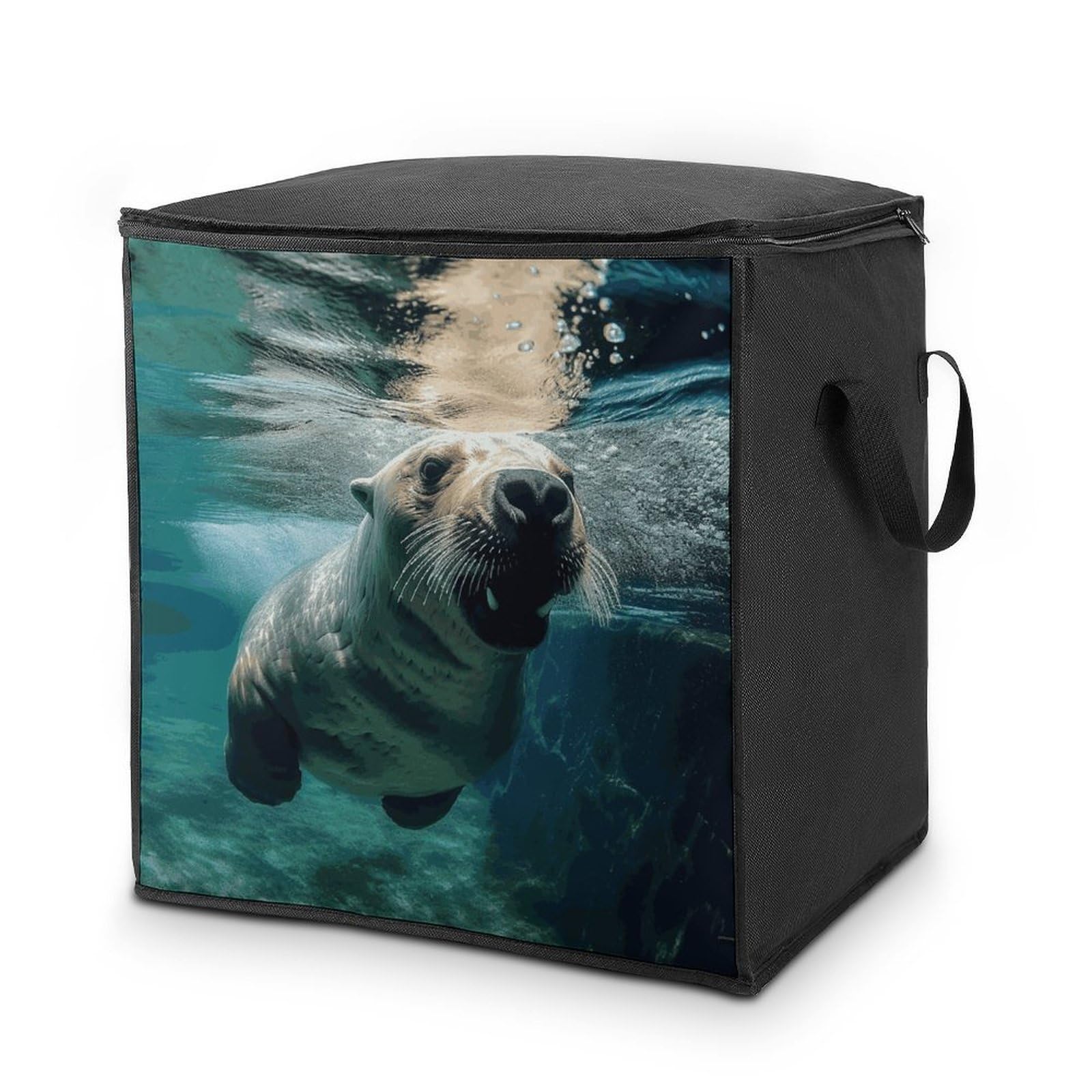 Fekiloot Style Funny Sea Lion Storage Bags With Reinforced Handles,Moving Bag With Zipper,Closet Organizers,Compression Packing Cubes