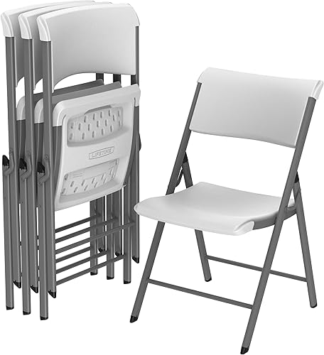Lifetime Silla plegable con marco A, paquete de 4, granito blanco