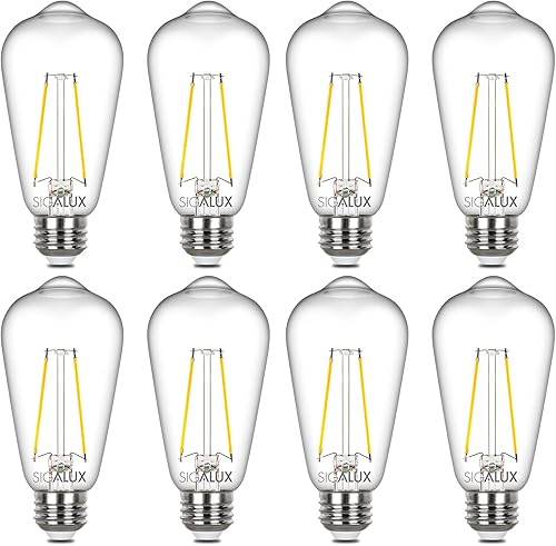 Miniatura 1 de Sigalux Edison Bombillas LED, bombillas vintage regulables equivalentes a 40 W, bombillas de filamento LED E26, bombillas de vidrio ámbar antiguo