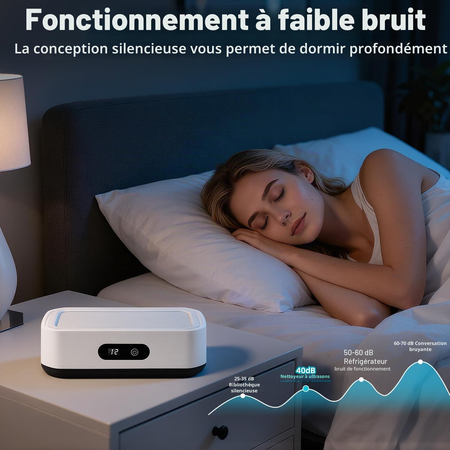 Nettoyeur Ultrasons Lunettes 650ML, 48KHz Nettoyeur Bijoux à Ultrason, Ultrasonic Cleaner avec 5 Minuteries Numériques, pour Bijoux, Dentier, Montres, Lunettes, Tête de Rasoir