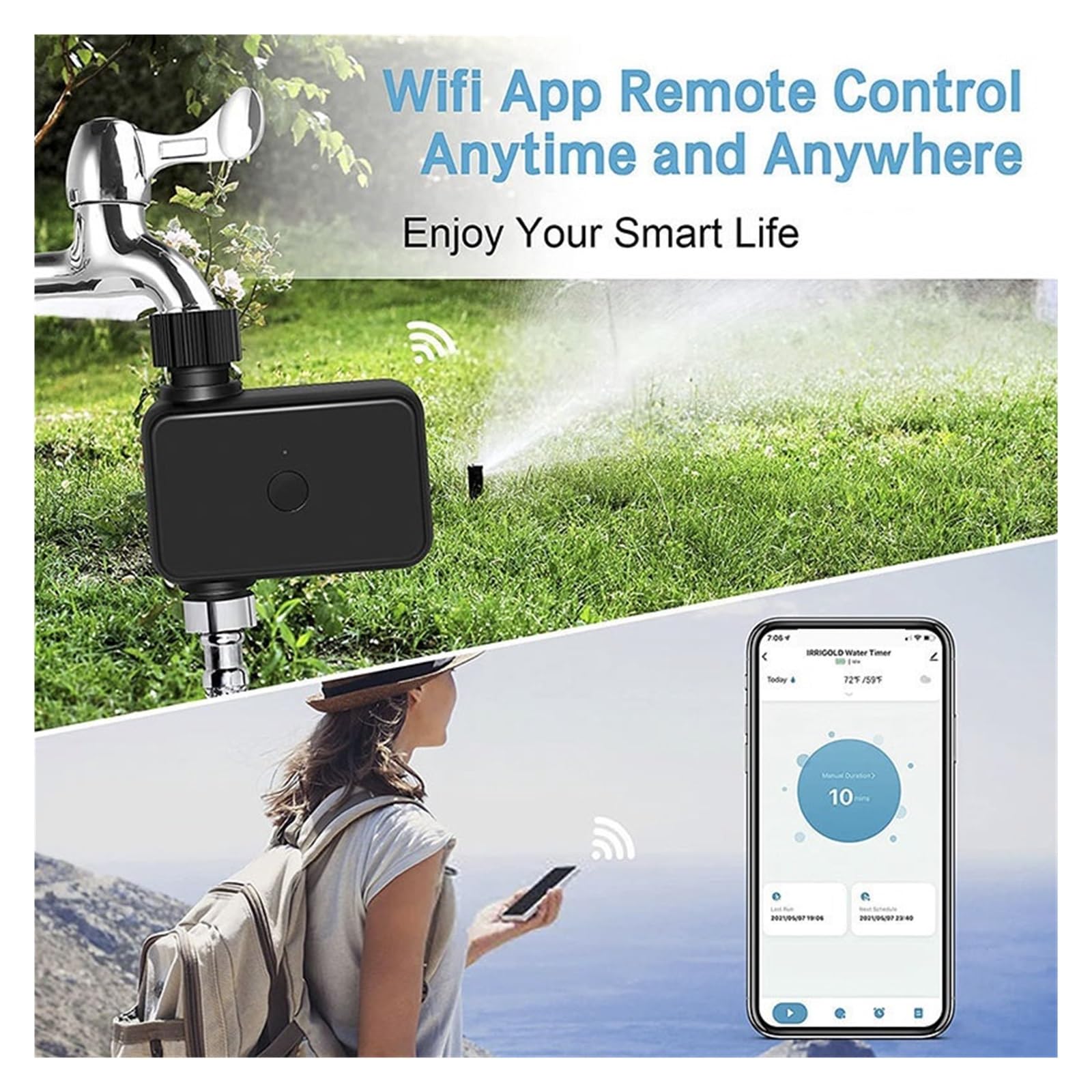 Inteligentny Licznik Czasu Nawadniania Ogrodu Ze Sterowaniem Wi-Fi I Bluetooth 15 Oddzielnych Programów Zawór Wodny
