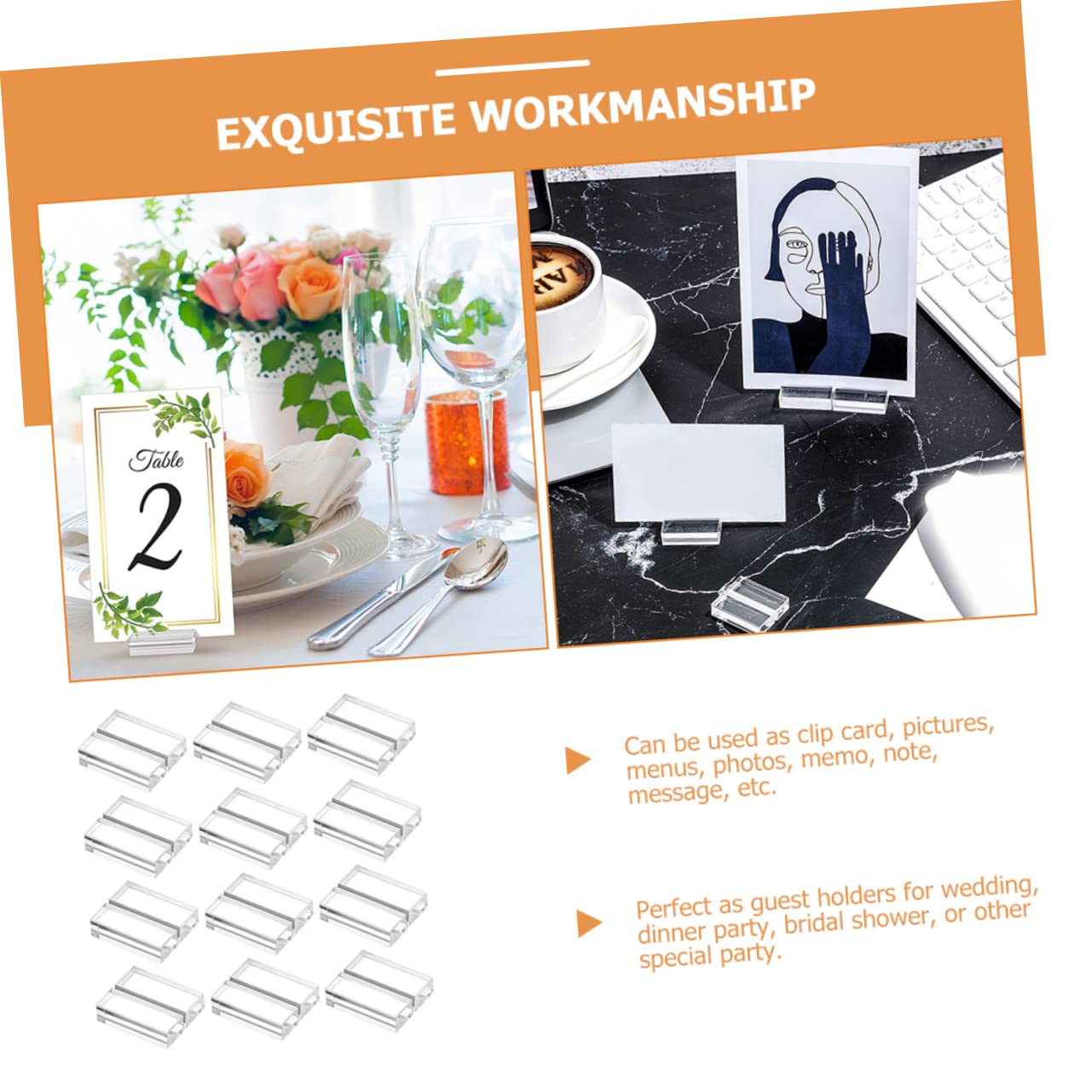 Gadpiparty 3 Ensembles Porte Nom Transparent Pour Tables Supports De Carte De Menu Et Photo Pour Événements Cafés Et Restaurants 12 Pièces * 3