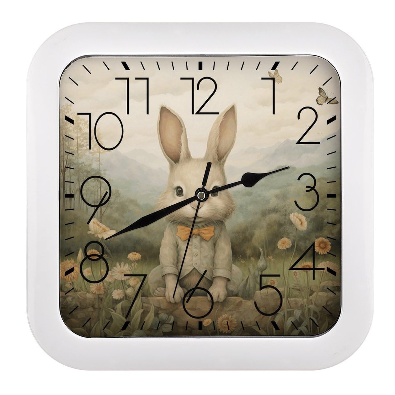 NTVOWPZO 10 Inch Wall Clock Sit on The Grass Battery Operated Wall Clocks Silent Non-Ticking Square Wall Clock for Living Room Kitchen Home Office Wall Decorative Clocks