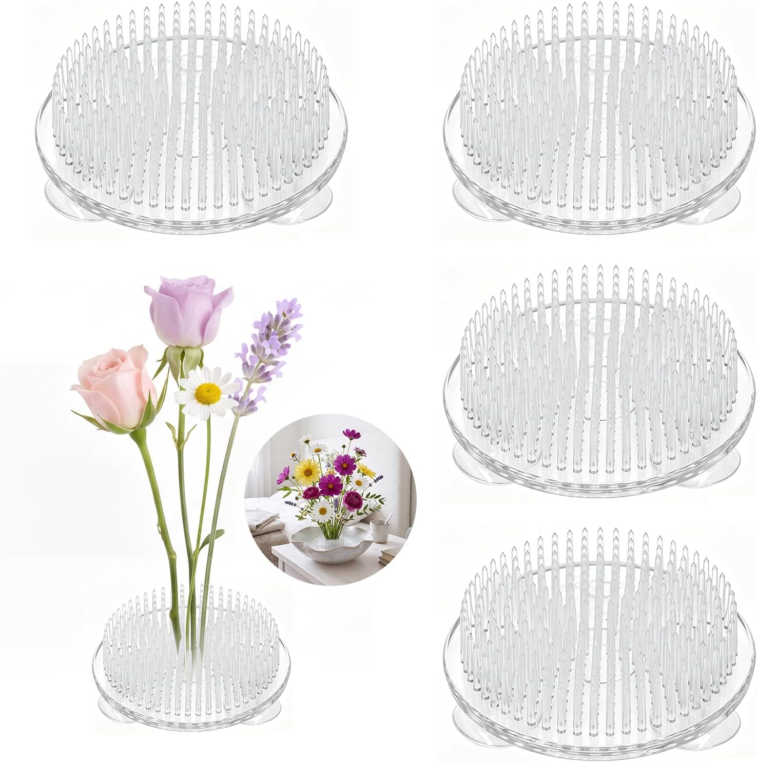 4 Pcs Flower Frog Flowers Pins,Clear Pins Frog Flowers Arrangement Holder