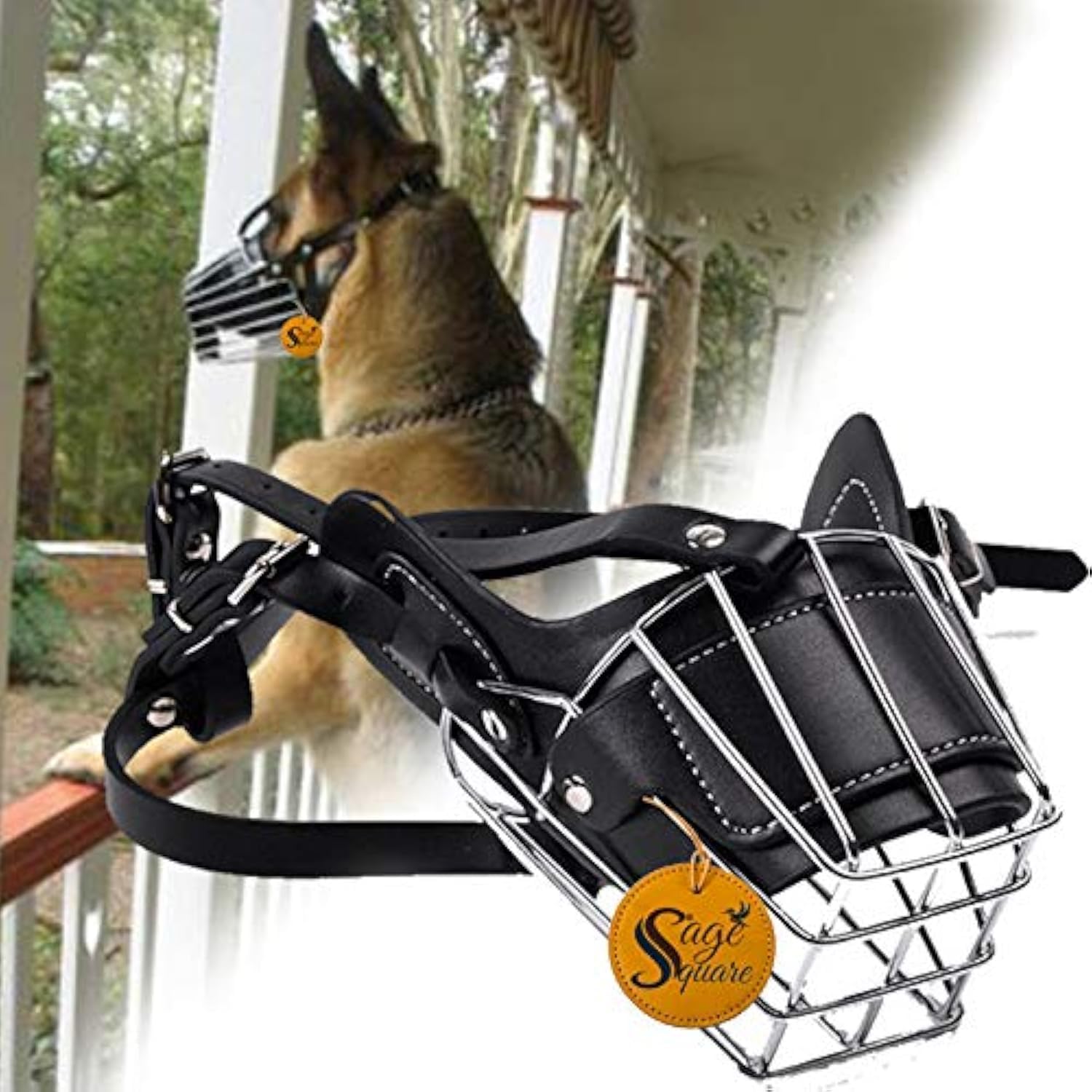 Sage Square Adjustable Strap Iron Wire Muzzle, Mouth Cover, Basket Cage, Pet Safety Collar for Anti Biting Dog (Black) (Extra Large) (B086SSQPCP) Amazon Price History, Amazon Price Tracker