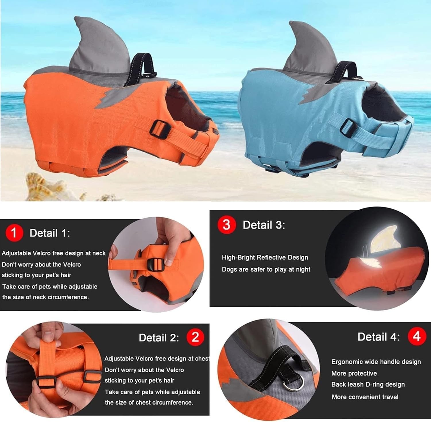 Chaleco Salvavidas Perro Reflectante Ajustable Flotador Mascotas Natacion Barco, Traje Baño Perro Seguridad Agua Piscina con Asa Rescate Naranja Talla L Tejido, Blue, M
