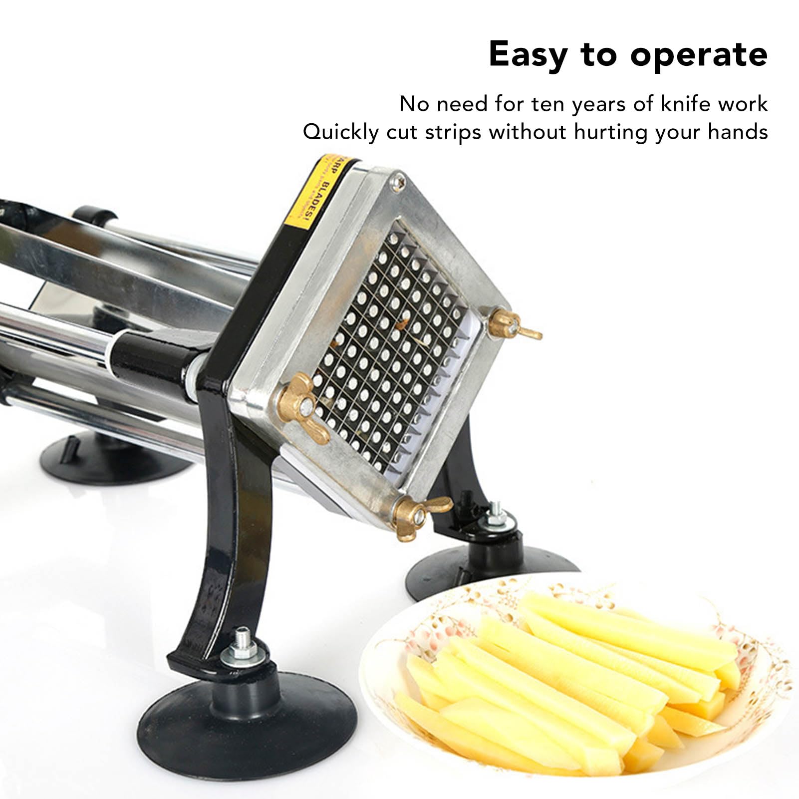 Aramox Cortador de Patatas Fritas Cortador de Patatas Comercial Manual de Aluminio con Hoja de Acero Inoxidable 13,2 X 7,9 X 13,8 Pulgadas 4 Ventosas para Cocina Casera y Preparación de Comida