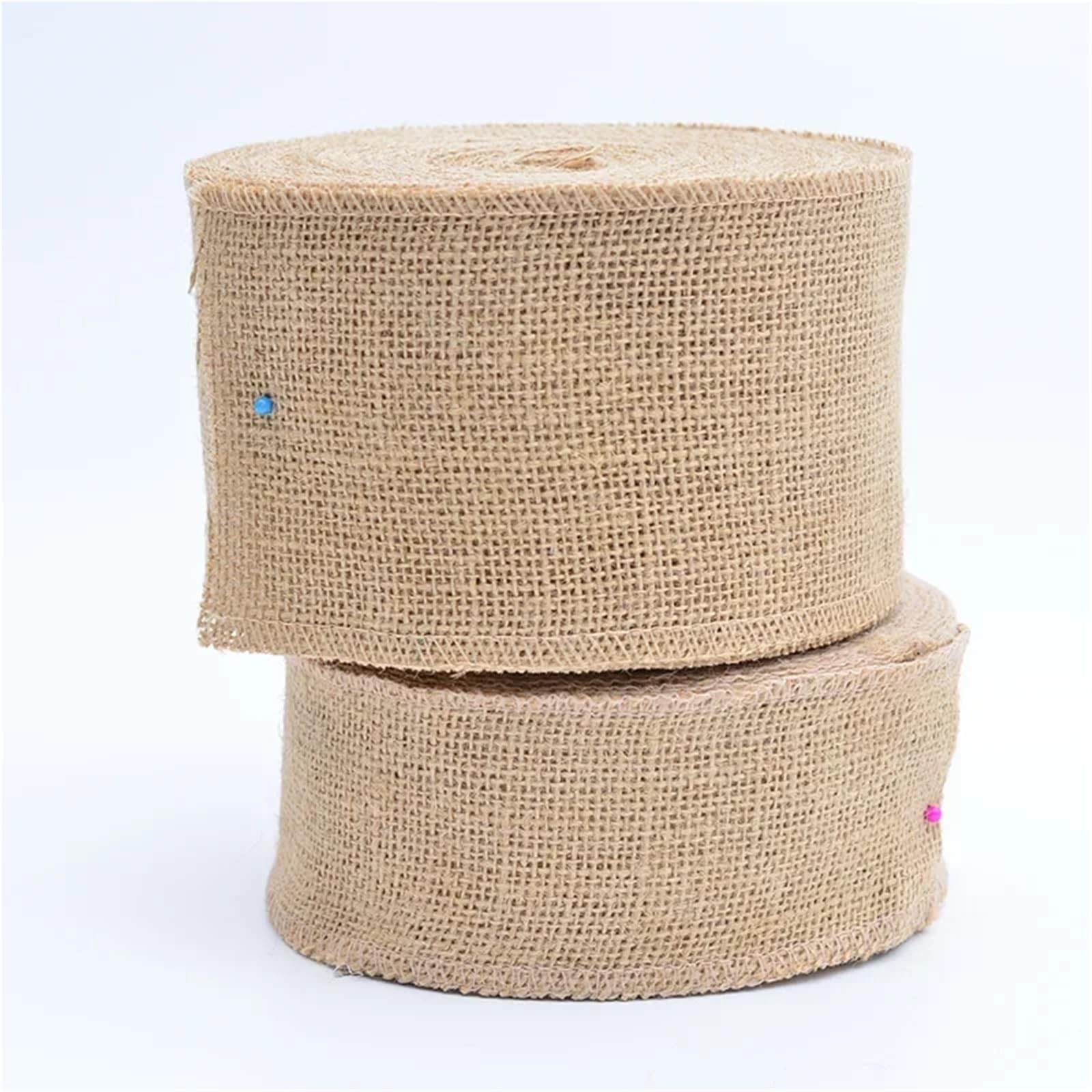 Juteband 1–10 Meter/Rolle, natürliches Jute-Sackleinen-Spitzen-Sackleinen-Hanfband, Vintage, rustikal, for Hochzeit, Party, Weihnachten, Dekoration, DIY-Handwerk(100mm width,10 Meter)