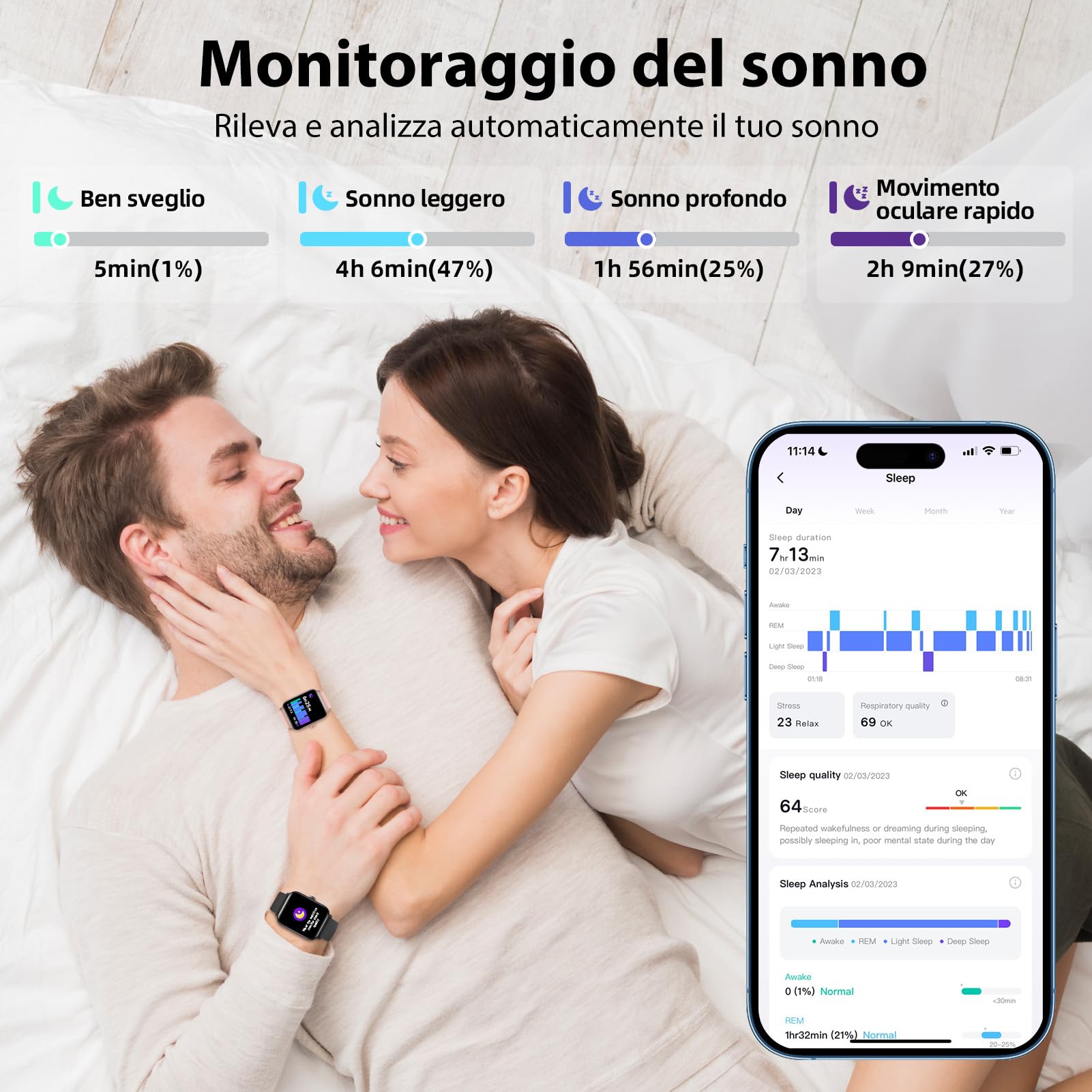 Smartwatch Uomo Donna Rispondi/Effettua Chiamate, 1.8" Orologio Alexa Integrata, SpO2/Frequenza Cardiaca/Sonno/Stress, 100+ Sports, Contacalorie/Passi, IP68 Smart Watch per Android/iOS (Nero, 1.8)