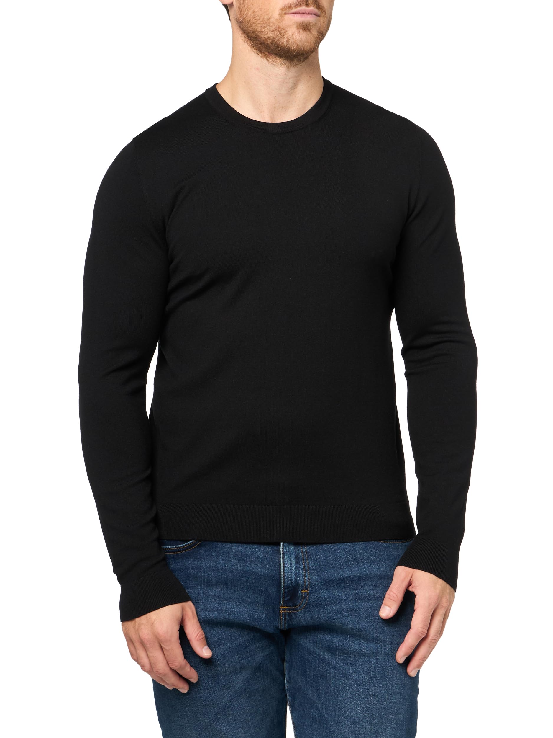 HUGO Solid Knit Crew Neck Sweater un pull homme pour le bureau - 4