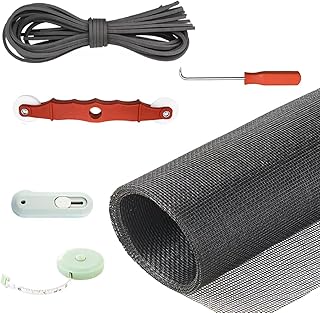 New Window Screen Replacement,48"x118" Screen Repair Kit for Window, Charcoal Fiberglass Mesh with Rolling Tool/Hook/Ruler/Cutter/Spline,Sliding Screen Door Replacement for Window & Patio Doors
