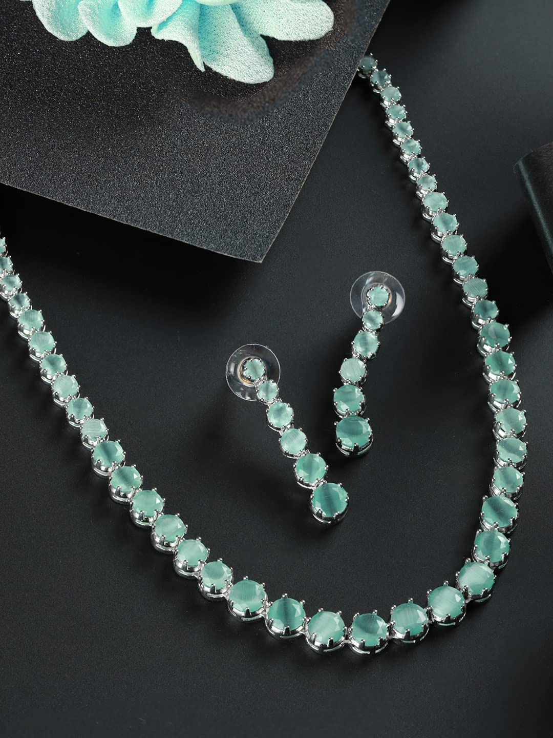 Solitaire Silver Plated Jewellery Set, Classic Elegance
